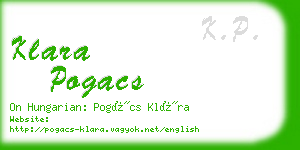 klara pogacs business card